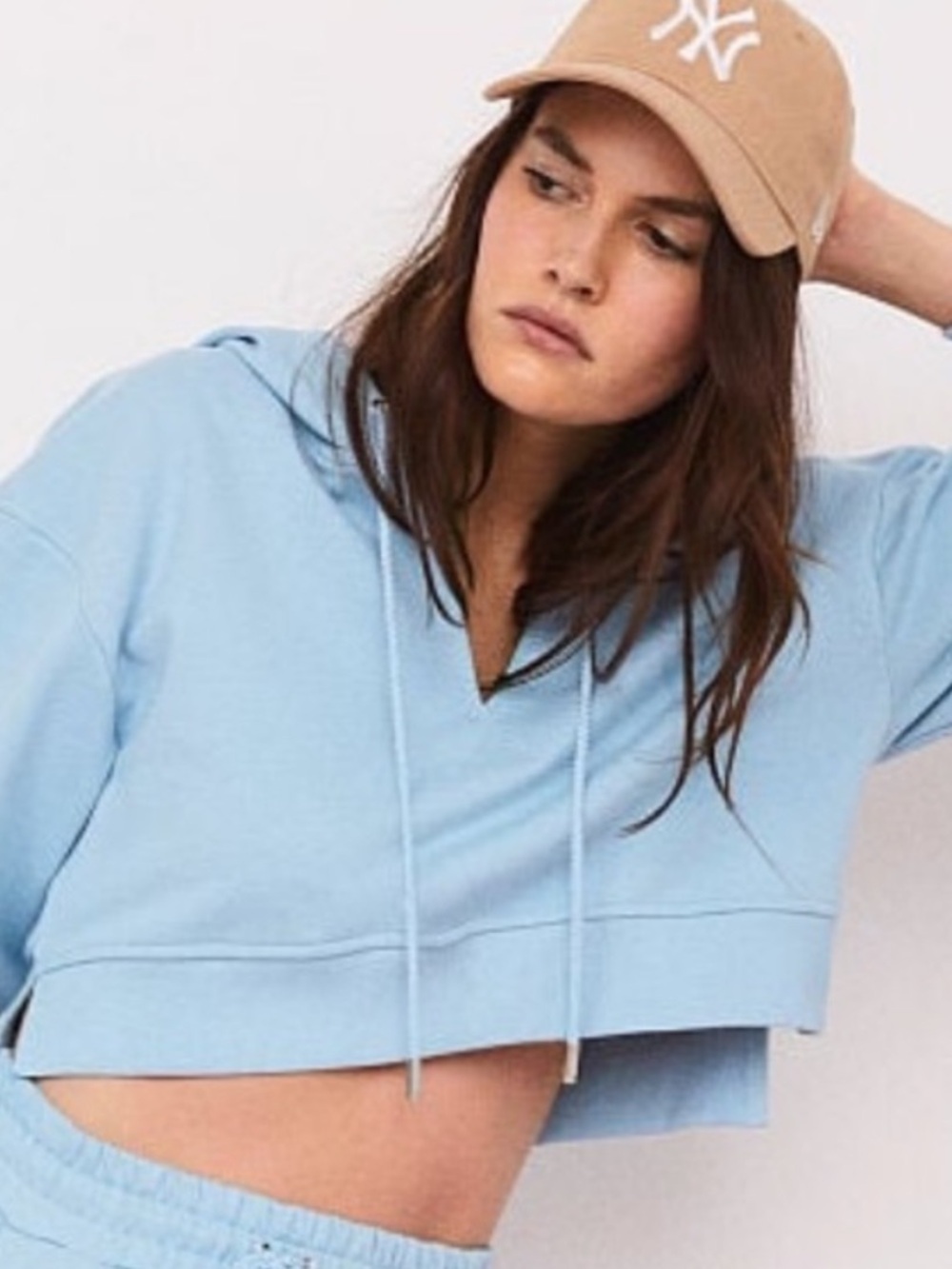 NWOT For Love and Lemons Light Blue
Harper Cropped Hoodie Sweatshirt Size Small